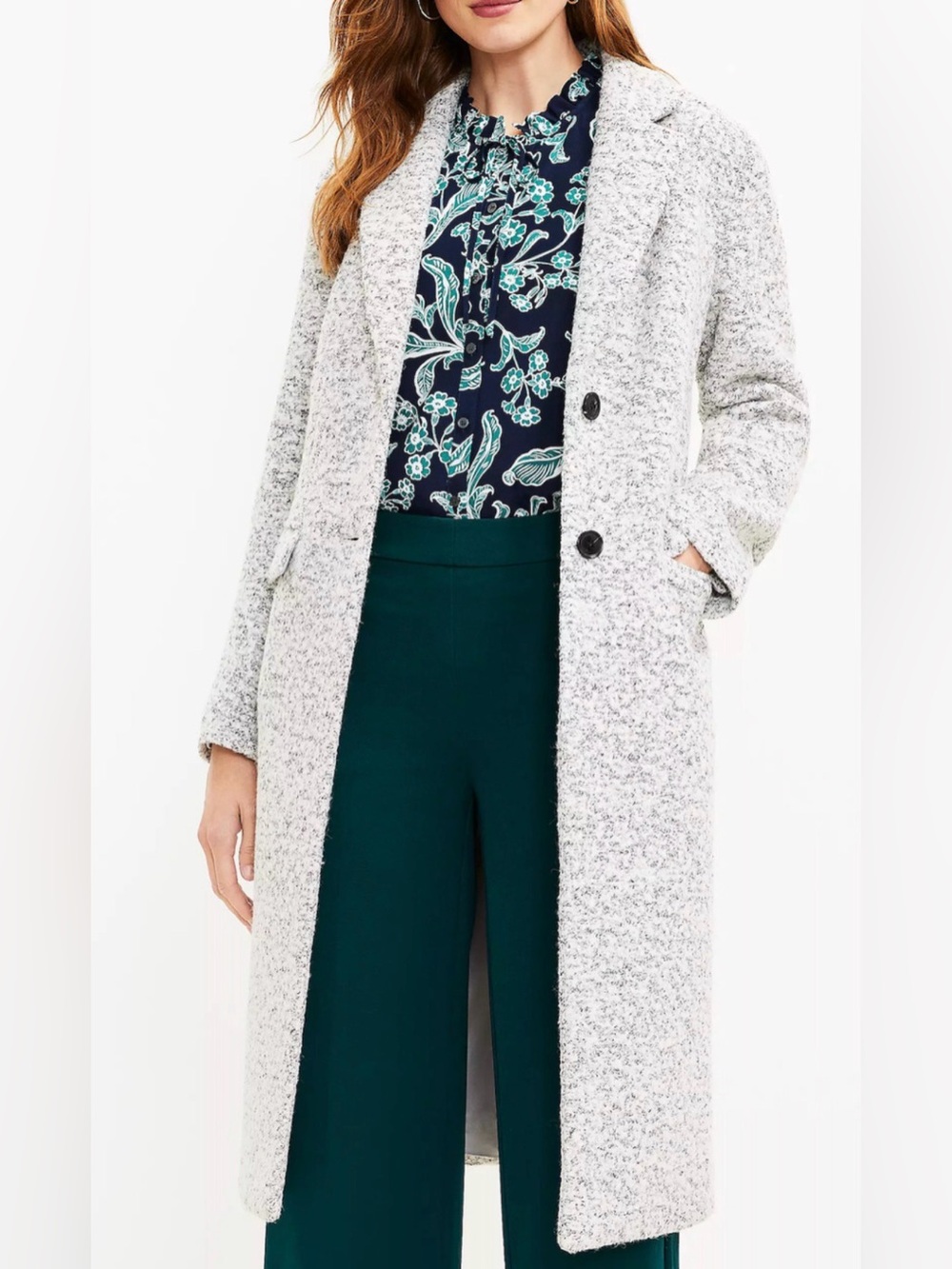 NEW ANN TAYLOR LOFT BLACK WHITE BOUCLE TWO BUTTON COAT SZ S
